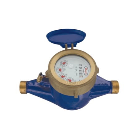 Dwyer Instruments 5/8" x 1/2" brass multi-jet water meter (GPM). WM2-A-C-01